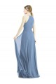Soft Chiffon Halter Neck Sleeveless Dusty Blue Long Semi Formal Evening Dress / Bridesmaid Dress Kent