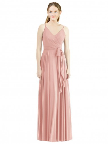 Soft Chiffon Spaghetti Straps Sleeveless Long Formal Dress / Bridesmaid Dress Kent