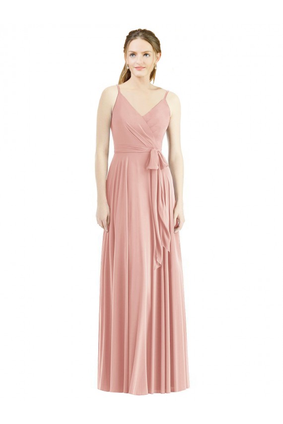 Soft Chiffon Spaghetti Straps Sleeveless Long Formal Dress / Bridesmaid Dress Kent