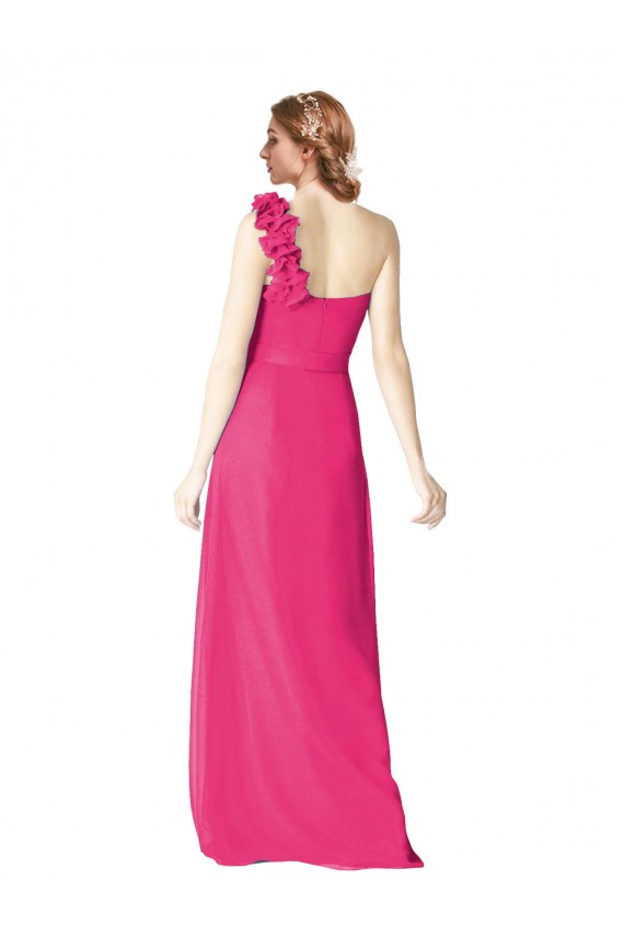 Soft Chiffon One Shoulder Sleeveless Azalea Long Bridesmaid Gown Kent