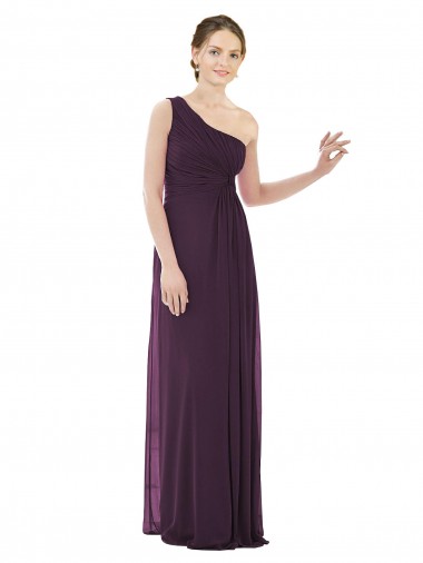 Soft Chiffon One Shoulder Sleeveless Long Evening Dress / Bridesmaid Dress Kent