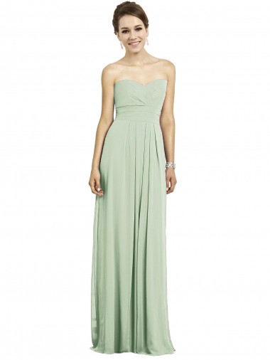 Soft Chiffon Sweetheart Sleeveless Sage Long Bridesmaid Dress Kent