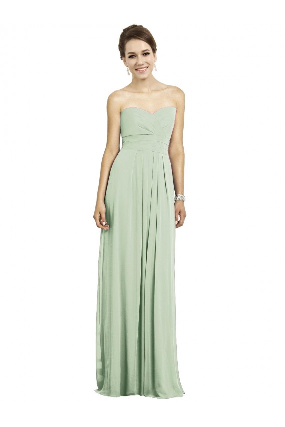 Soft Chiffon Sweetheart Sleeveless Sage Long Bridesmaid Dress Kent