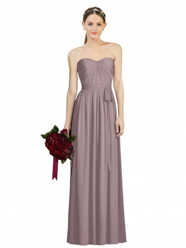 Soft Chiffon Sweetheart Sleeveless Dusty Rose Long Bridesmaid Dress Kent