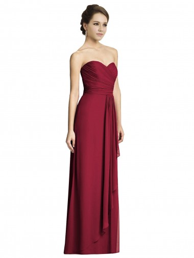 Soft Chiffon Sweetheart Sleeveless Burgundy Long Formal Dress / Bridesmaid Dress Kent