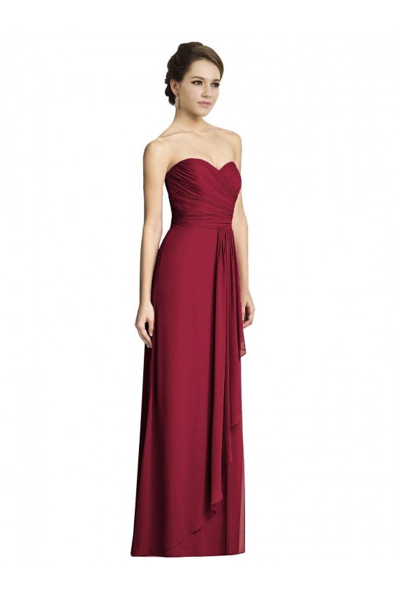 Soft Chiffon Sweetheart Sleeveless Burgundy Long Formal Dress / Bridesmaid Dress Kent