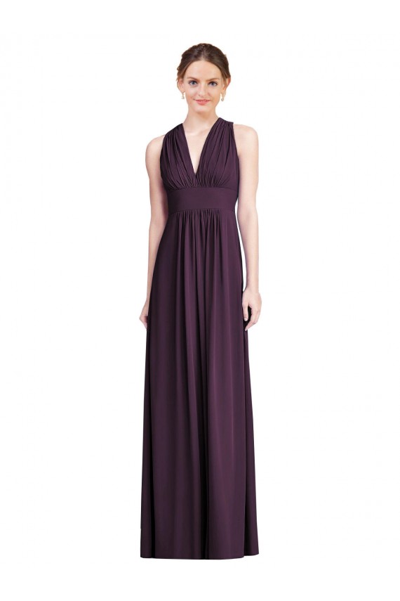 Soft Chiffon V-Neck Sleeveless Grape Long Bridesmaid Dress Kent