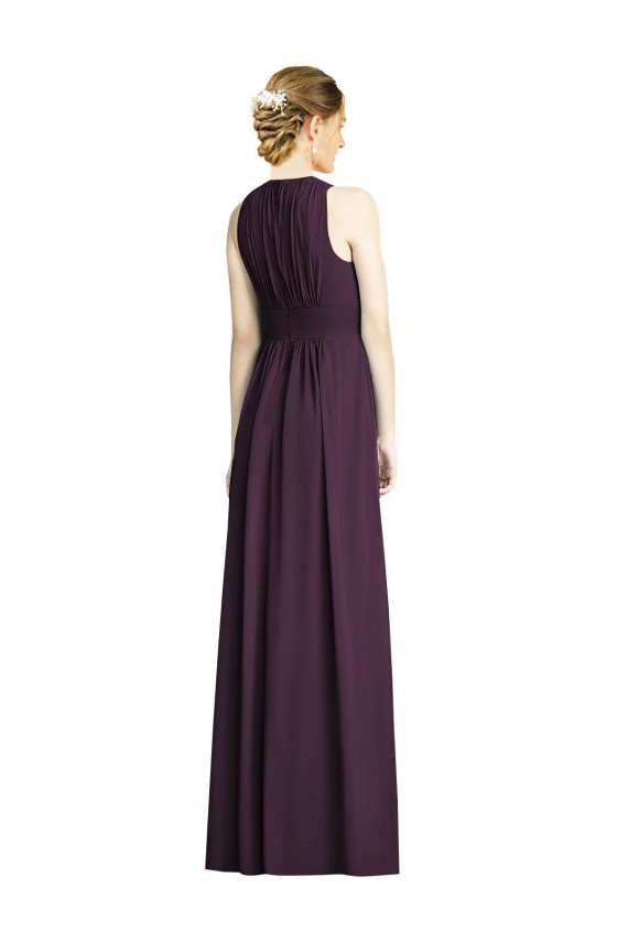 Soft Chiffon V-Neck Sleeveless Grape Long Bridesmaid Dress Kent