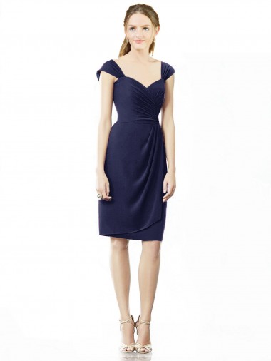 Soft Chiffon Sweetheart Cap Sleeves Knee Length Bridesmaid Dress Kent