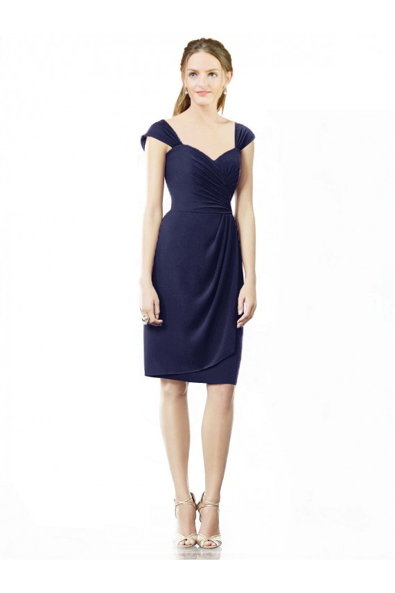 Soft Chiffon Sweetheart Cap Sleeves Knee Length Bridesmaid Dress Kent