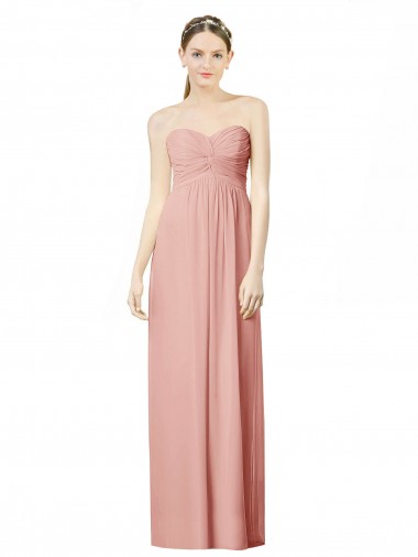 Soft Chiffon Sweetheart Sleeveless Bliss Pink Long Bridesmaid Dress Kent