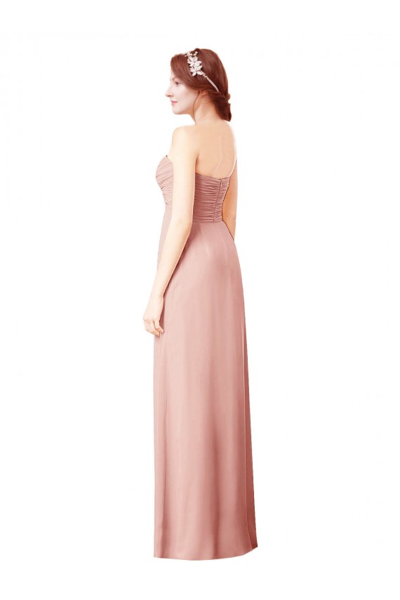 Soft Chiffon Sweetheart Sleeveless Bliss Pink Long Bridesmaid Dress Kent