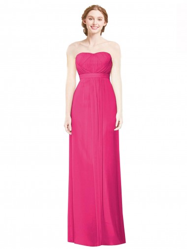 Soft Chiffon Strapless Sleeveless Azalea Long Bridesmaid Dress Kent