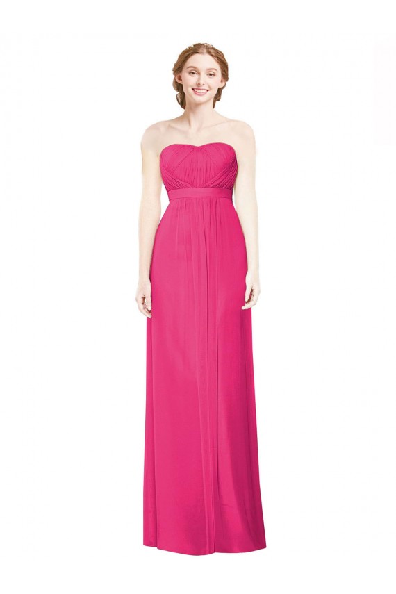 Soft Chiffon Strapless Sleeveless Azalea Long Bridesmaid Dress Kent