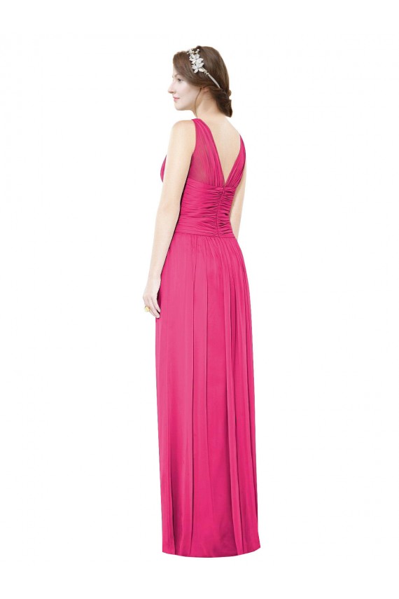 Soft Chiffon V-Neck Sleeveless V-Back Azalea Long Bridesmaid Dress Kent
