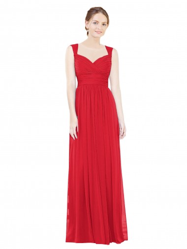 Chiffon Sweetheart Sleeveless Red Long Bridesmaid Dress / Evening Dress Kent