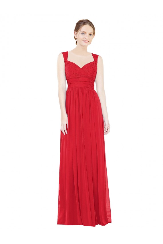 Chiffon Sweetheart Sleeveless Red Long Bridesmaid Dress / Evening Dress Kent