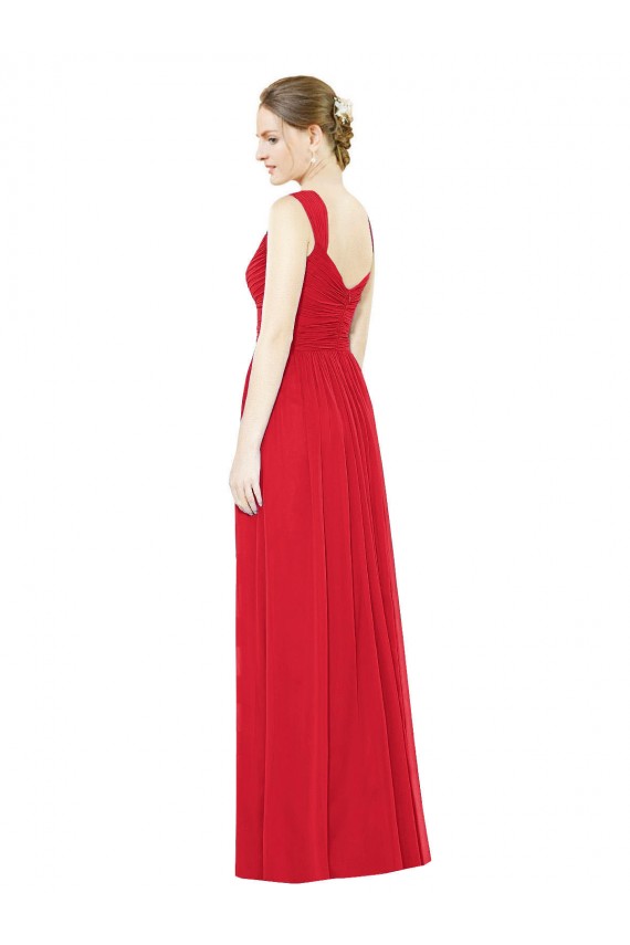 Chiffon Sweetheart Sleeveless Red Long Bridesmaid Dress / Evening Dress Kent