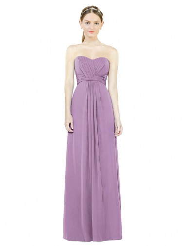 Soft Chiffon Sweetheart Sleeveless Dark Lavender Long Bridesmaid Dress Kent