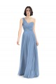 Soft Chiffon One Shoulder Sleeveless Dusty Blue Long Formal Dress / Bridesmaid Dress Kent