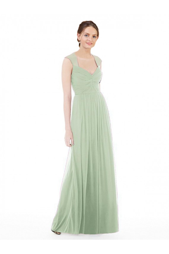 Soft Chiffon Sweetheart Cap Sleeves Long Formal Dress / Bridesmaid Dress Kent