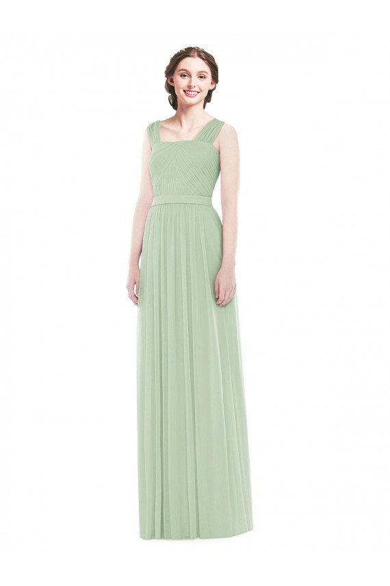 Soft Chiffon Spaghetti Straps Sleeveless Long Bridal Party Dress Kent
