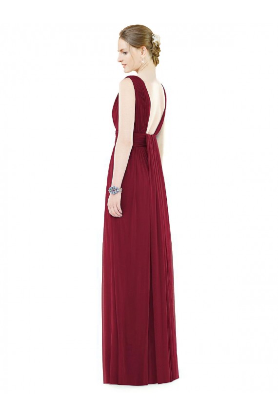 Soft Chiffon V-Neck Sleeveless Long Bridesmaid Gowns Kent