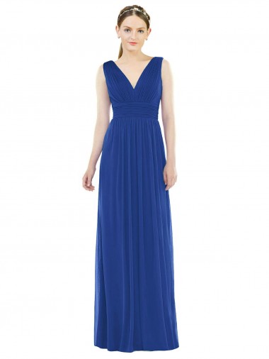 Soft Chiffon V-Neck Sleeveless Long Bridesmaid Gowns Kent