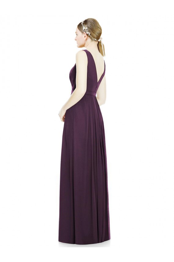 Chiffon V-Neck Sleeveless Grape Long Bridesmaid Dress / Evening Dress Kent