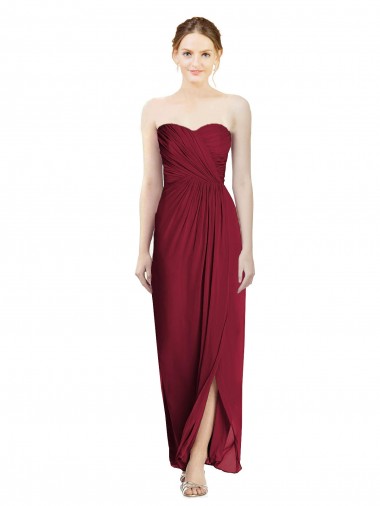 Chiffon Sweetheart Sleeveless Sheath Long Bridesmaid Dress Kent
