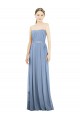 Soft Chiffon Strapless Sleeveless Dusty Blue Long Bridesmaid Dress Kent