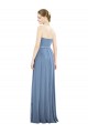 Soft Chiffon Strapless Sleeveless Dusty Blue Long Bridesmaid Dress Kent