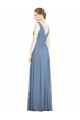 Soft Chiffon V-Neck Sleeveless Dusty Blue Long Semi Formal Evening Dress / Bridesmaid Dress Kent