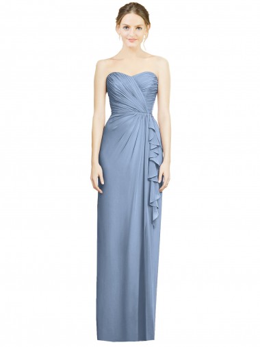 Soft Chiffon Sweetheart Sleeveless Sheath Long Bridesmaid Dress Kent