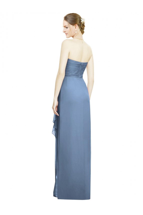 Soft Chiffon Sweetheart Sleeveless Sheath Long Bridesmaid Dress Kent