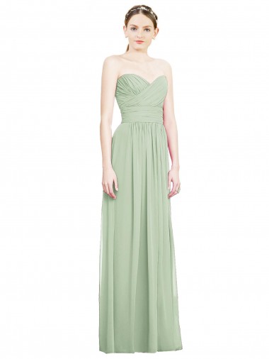 Soft Chiffon Sweetheart Sleeveless Open Back Long Bridesmaid Dress Kent