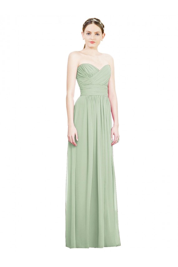 Soft Chiffon Sweetheart Sleeveless Open Back Long Bridesmaid Dress Kent