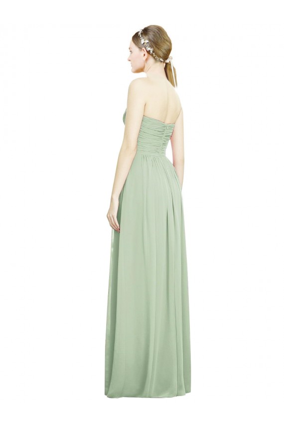Soft Chiffon Sweetheart Sleeveless Open Back Long Bridesmaid Dress Kent