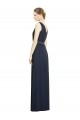 Chiffon V-Neck Sleeveless Dark Navy Long Bridesmaid Gowns Kent