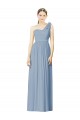 Soft Chiffon One Shoulder Sleeveless Dusty Blue Long Bridesmaid Dress Kent