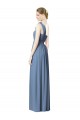 Soft Chiffon One Shoulder Sleeveless Dusty Blue Long Bridesmaid Dress Kent