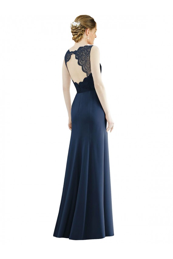 Soft Chiffon & Lace Illusion Neck Sleeveless Long Bridesmaid Dress Kent