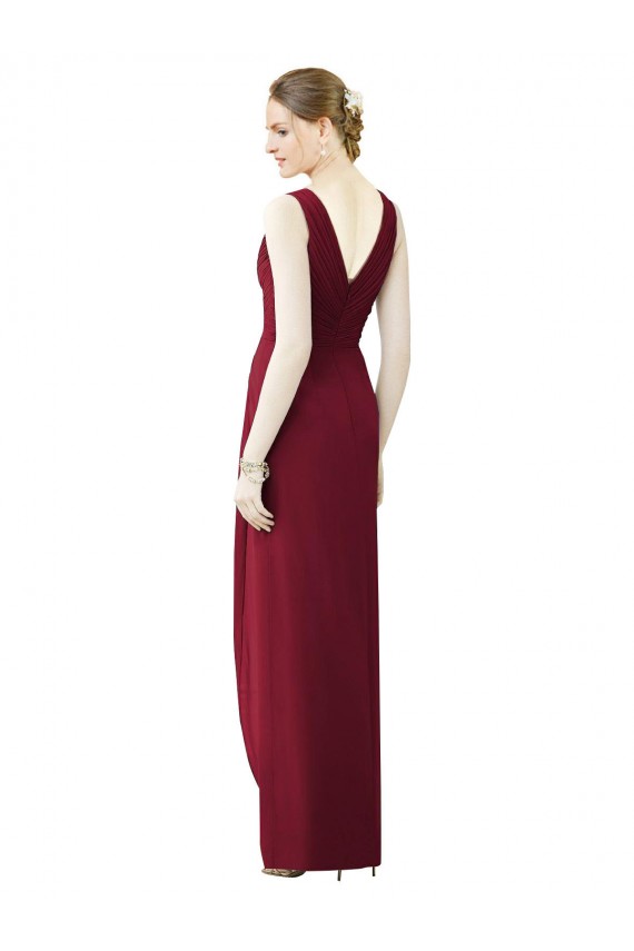 Chiffon V-Neck Sleeveless V-Back Long Bridesmaid Evening Dress Kent
