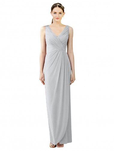 Chiffon V-Neck Sleeveless V-Back Long Bridesmaid Evening Dress Kent