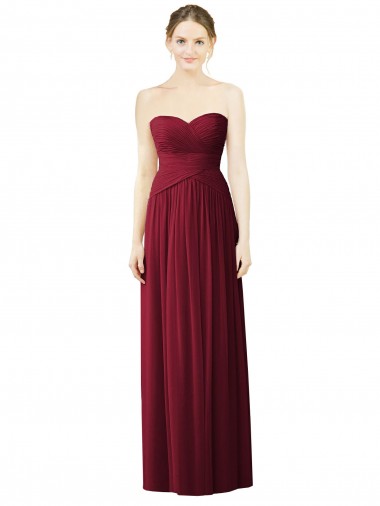 Soft Chiffon Sweetheart Sleeveless Burgundy Long Evening Dress / Bridesmaid Dress Kent