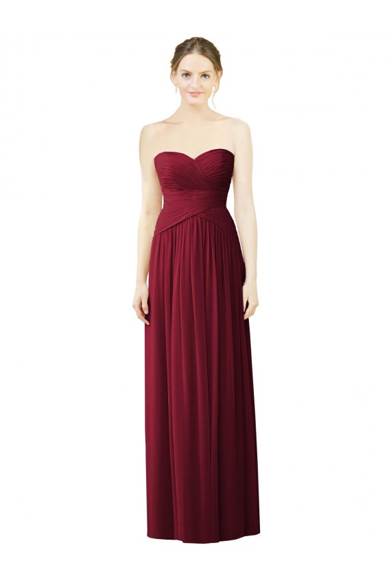 Soft Chiffon Sweetheart Sleeveless Burgundy Long Evening Dress / Bridesmaid Dress Kent
