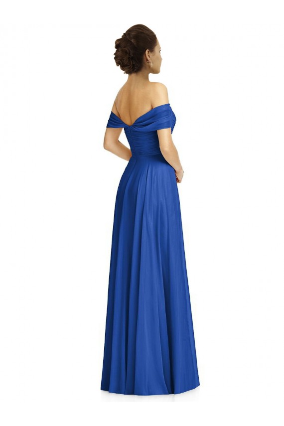 Soft Chiffon Off the Shoulder Cap Sleeves Long Semi Formal Evening Dress / Bridesmaid Dress Kent
