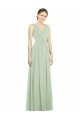 Soft Chiffon V-Neck Sleeveless V-Back Sage Long Bridesmaid Dress Kent