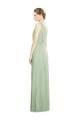 Soft Chiffon V-Neck Sleeveless V-Back Sage Long Bridesmaid Dress Kent