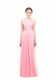 Soft Chiffon Halter Neck Sleeveless Salmon Long Bridesmaid Dress Kent